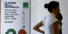 Calligaris e Olivia Magnani alla presentazione della mostra ANSA sulle donne