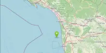 Terremoto, scossa 3.7 al largo della costa settentrionale della Toscana