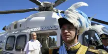 Il Papa &egrave; arrivato al Meeting di Rimini, l'elicottero &egrave; atterrato in fiera