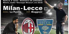 Serie A: Milan-Lecce in campo domenica alle 20.45 DIRETTA