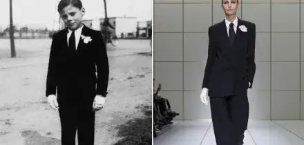 In passerella la dedica a Giorgio Armani con l'abito della sua comunione