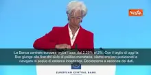 Bce taglia tassi dal 2,25% al 2%, Lagarde: Ora ben posizionati, ma incertezza è estrema