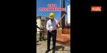 Zaia "picconatore" a Roncade per posa prima pietra soppressione passaggio a livello