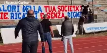 Lite tra il presidente della Civitanovese e i tifosi prima della partita: il video