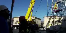 Riapre la basilica di San Benedetto a Norcia, l'intervento dei Vigili del fuoco