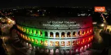 Colosseo illuminato per riconoscimento Cucina Italiana come Patrimonio Unesco, le immagini dal drone