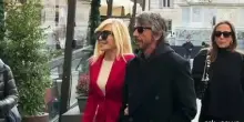 Donatella Versace e Matteo Marzotto alla camera ardente di Valentino
