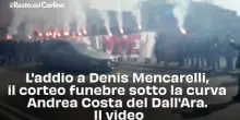 L'addio a Denis Mencarelli, il corteo funebre sotto la curva Andrea Costa del Dall'Ara. Il video