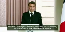 Iran, Macron: "Riapertura incondizionata di Hormuz, no a pedaggi"