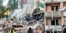 Droni e missili su Kiev, i soccorritori al lavoro tra le macerie