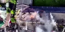La cattedrale ucraina in fiamme dall'alto, la condanna dell'Unesco