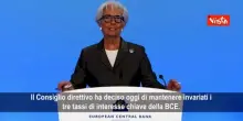 Lagarde (Bce): Tassi invariati, incertezza resta alta e impatto shock energia non &egrave; finito