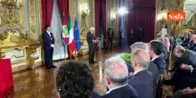 Applauso per Mattarella al termine del suo intervento a cerimonia Ventaglio con Stampa Parlamentare
