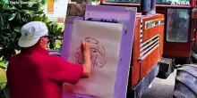 Land art su un campo nel Veronese con il volto di Marilyn Monroe