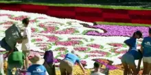 750.000 dalie a Bruxelles formano "La grande onda di Kanagawa"