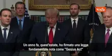 Trump: Un anno fa ho firmato il 'Genius Act', l'ho chiamato cos&igrave; in mio onore