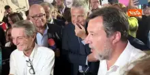 Stretta di Mano tra Salvini e Fontana (Lombardia) al padiglione del Mit al Meeting di Rimini
