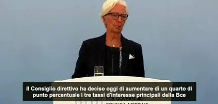 La Bce aumenta i tassi d'interesse di 0,25 punti