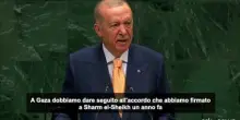 Erdogan all'Onu: "Iniziare subito la ricostruzione di Gaza"