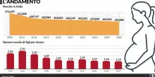Nel 2025 sono nati 355.000 bambini. &Egrave; il minimo storico dal dopoguerra