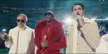 Andrea e Matteo Bocelli con Snoop Dogg nel Super Bowl