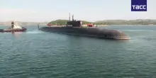L'arrivo del rompighiaccio a propulsione nucleare Prince Pozharsky nella base della Flotta del Nord