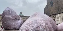 Enormi rocce in piazza Maggiore a Bologna, l'installazione di Nimrod Weis