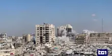 La torre crolla e una  nuvola di polvere avvolge Gaza City