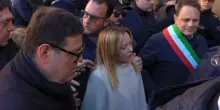 Frana Niscemi, l'arrivo della premier Giorgia Meloni nel municipio del paese