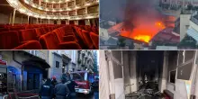 Napoli, incendio nella notte nel quartiere Chiaia: in fiamme la cupola del Teatro Sannazaro