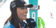 Elena Curtoni, prima nel Super G in Val di Fassa. Durante l'intervista Asja Zenere arriva terza