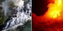 Il fuoco incontra l&rsquo;acqua: la lava del vulcano raggiunge l&rsquo;oceano, spettacolo raro a La R&eacute;union
