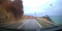 Frana improvvisa travolge un'auto sulla strada Mersin-Antalya, il drammatico video della dashcam
