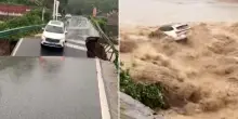 Alluvioni in Cina, auto precipita nel fiume in piena dopo il crollo di un ponte
