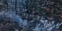 Visione aerea dal drone dell'attacco russo a Konstantinovka, Donetsk