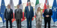 Vertice E5 a Berlino: i leader blindano il sostegno a Kiev: "Pi&ugrave; responsabilit&agrave; europea nella Nato"
