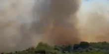 Fiamme sul Gargano, altissime colonne di fumo si levano alle spalle della spiaggia