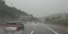 La pioggia intensa si &egrave; abbattuta sull'A1 in Emilia-Romagna: camera car