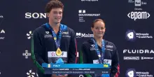 Europei, tuffi. La premiazione di Santoro-Pellacani nel sincro misto dai tre metri. Il video