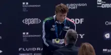Europei di nuoto. La premiazione di Nicol&ograve; Martinenghi e Simone Cerasuolo nei100 rana