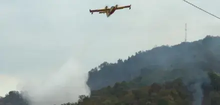 Incendio sul monte Goi a Como, in azione dall'alba i canadair