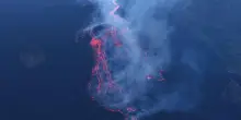 Etna, il fronte pi&ugrave; avanzato della colata lavica nelle immagini dal drone