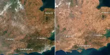 Inghilterra, la grande siccit&agrave; vista dal drone e dal satellite: gli effetti dell&rsquo;estate record