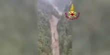 Frana e torrente in piena a Isola di Fondra: le immagini dall&rsquo;elicottero