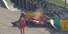 GP Monza, paura per Leclerc: incidente al terzo giro, Ferrari contro le barriere