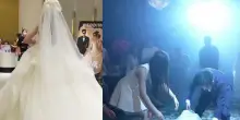 Sposa corre incontro allo sposo ma finisce a terra: il tonfo epico, disavventura a lieto fine