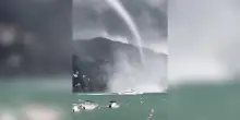 Tromba marina filmata al largo del Tigullio: ha sfiorato anche un battello turistico