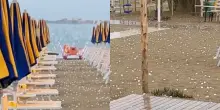 Pioggia di ghiaccio nella spiaggia italiana: chicchi grandi come palle da golf e bagnanti in fuga
