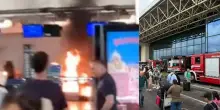 Terrore nell’aeroporto italiano, uomo dà fuoco ai check in: folla in fuga tra le urla
