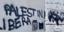 Vandalizzata la sinagoga a Roma, il Tg1 mostra le immagini degli autori delle scritte pro-Palestina